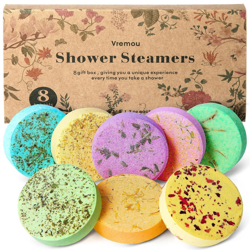 Round dry flower fragrance shower bath salts set with eight 35g pieces