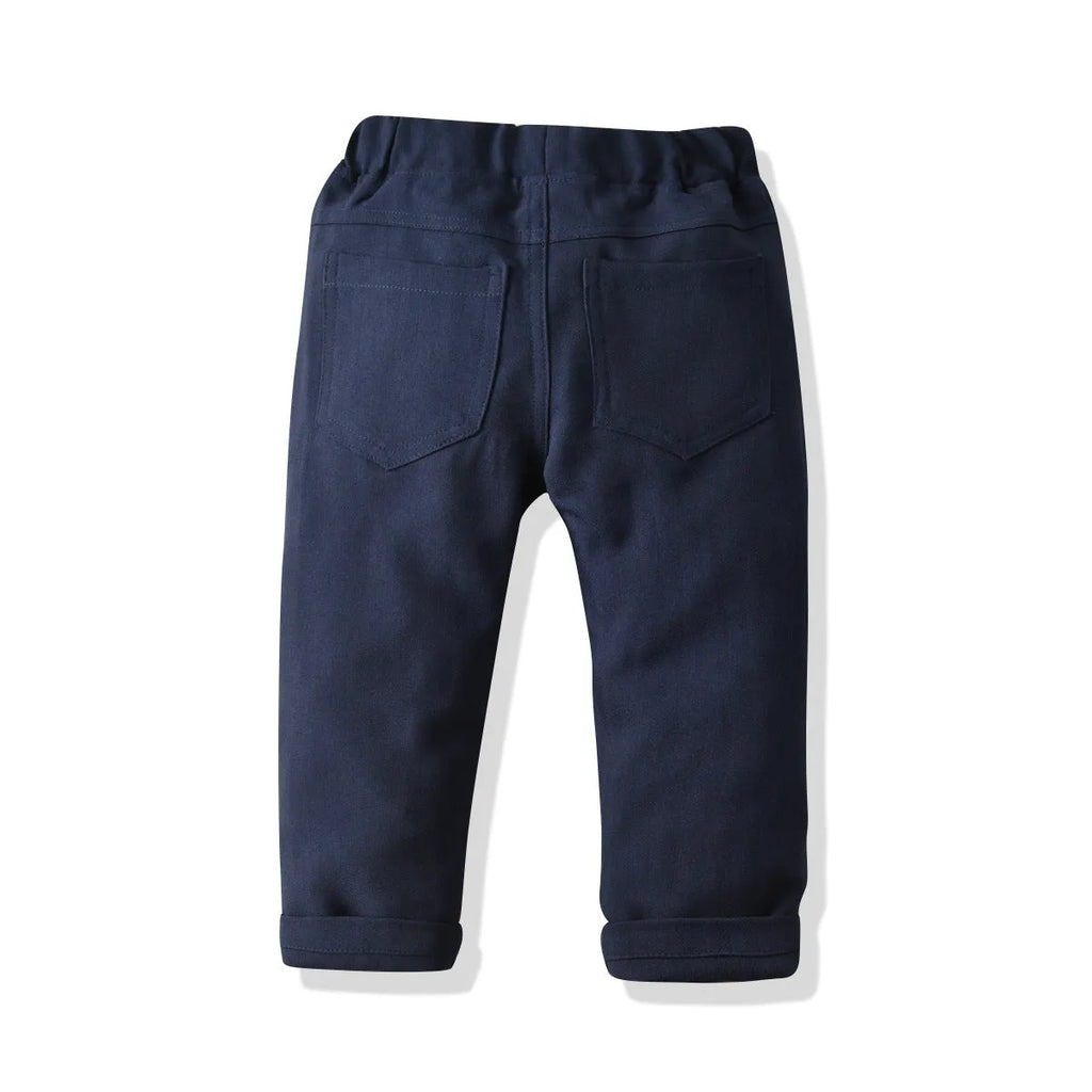 Boys cotton dress suit set shirt and trousers in blue, pink, and white, sizes 90cm to 140cm