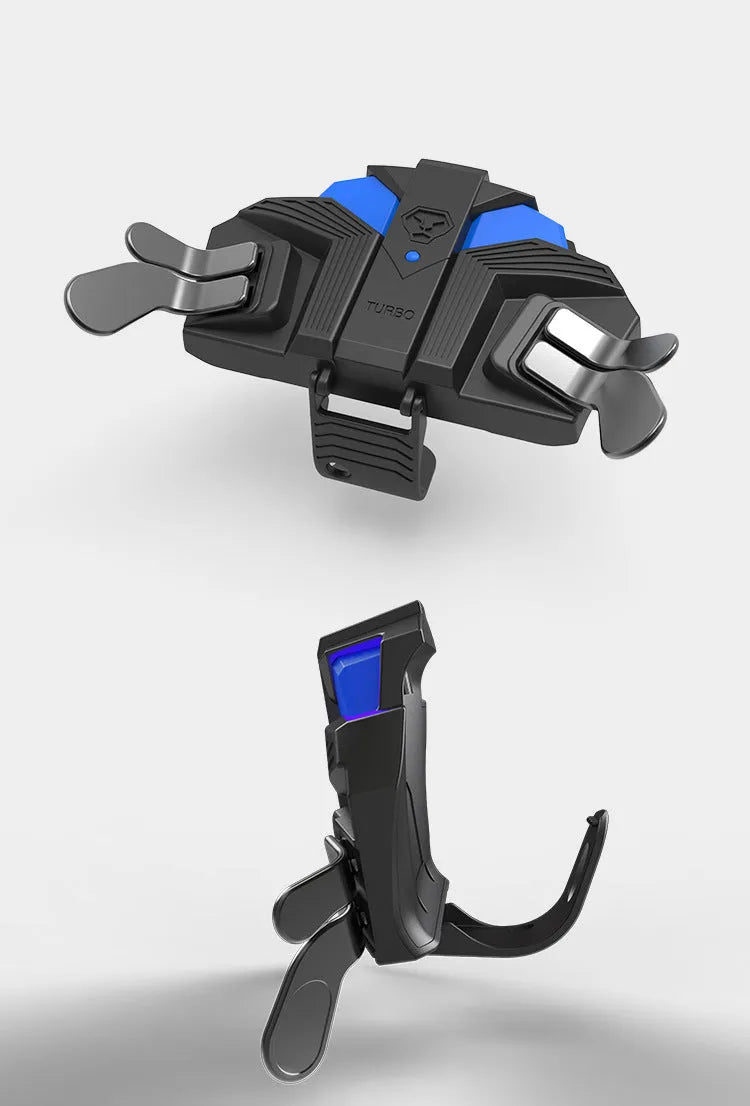 Black PS4 controller back button attachment with a long wired cable connected to a PS4 controller.