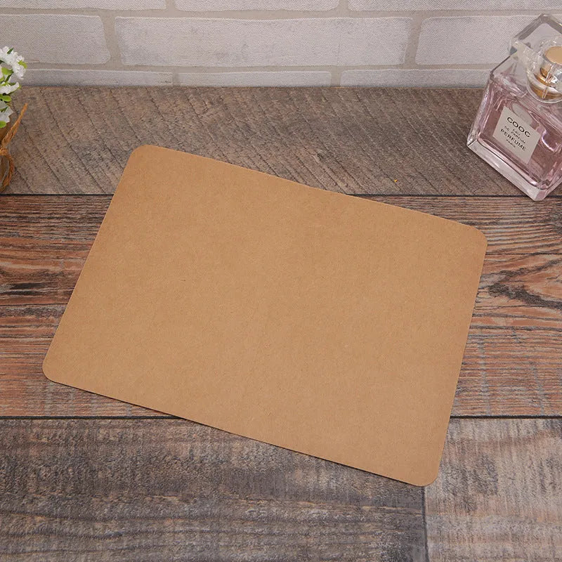 Blank folded kraft card 10x15cm in cowhide colour, packed in a stack of 100 for stationery use