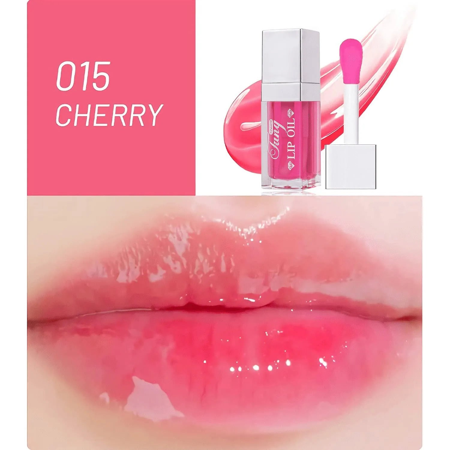 Five colour options of bright lip gloss mint lipstick with moisturising lip essence oil formula