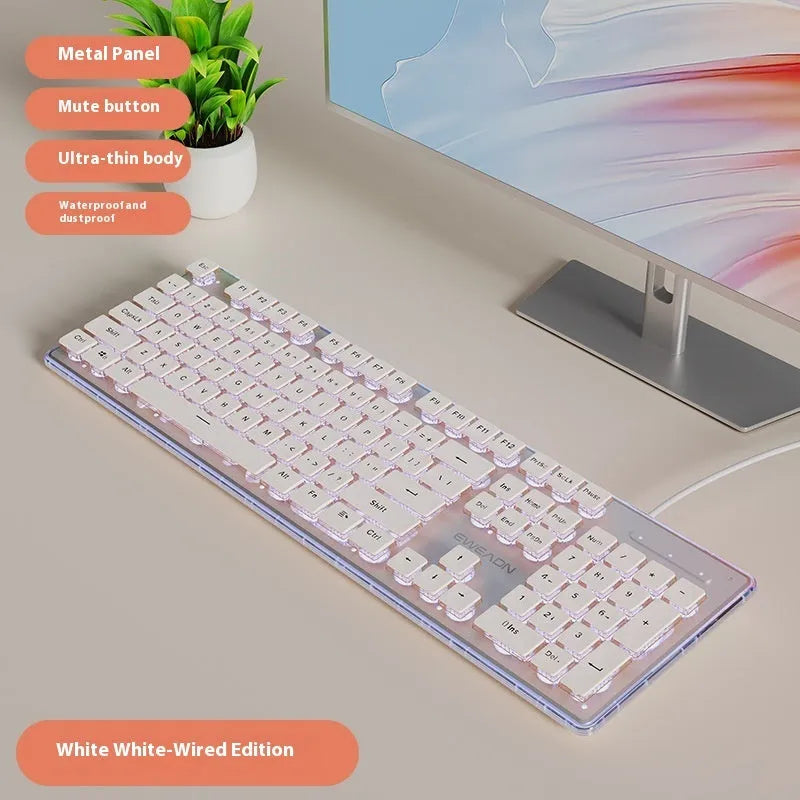 Prewalker V3 silent keyboard and mouse set in retro green colour on a desk.