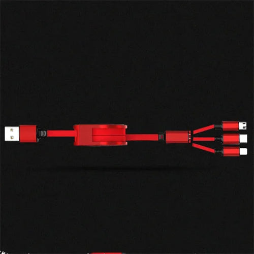 3-in-1 telescopic charging cable extended to 120 cm length with titanium alloy connectors