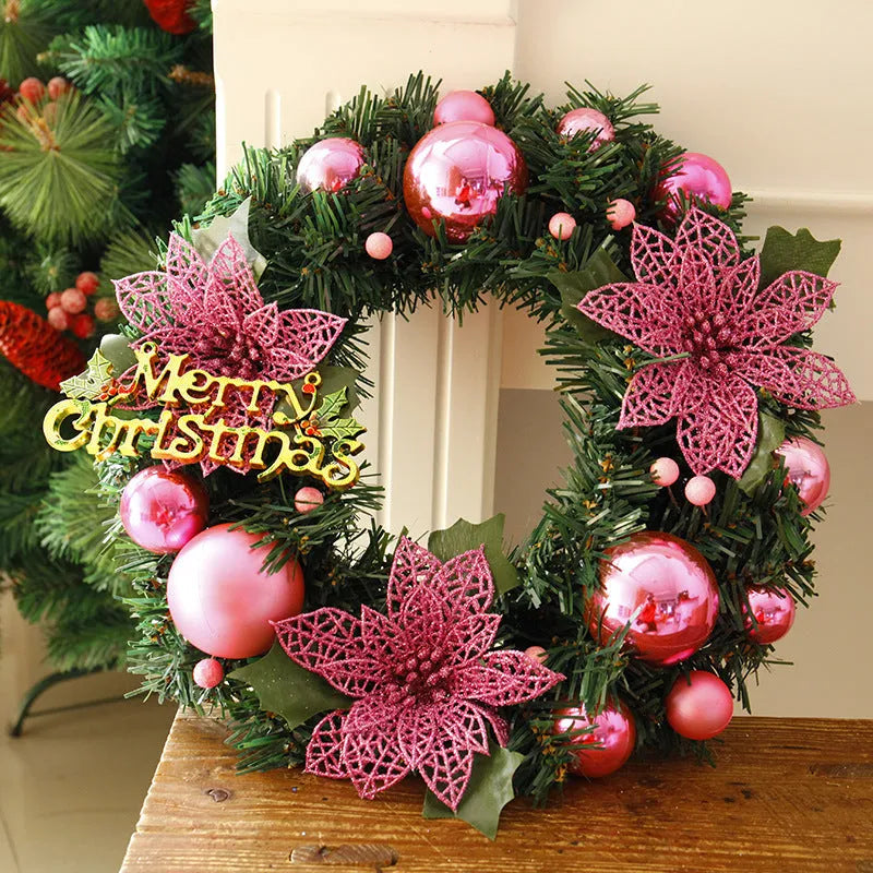 30cm multicolour plastic Christmas wreath for door and mall decoration