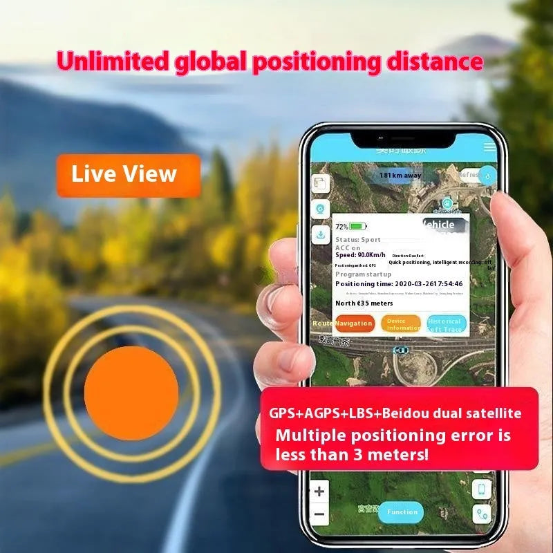 Car GPS tracker locator device with 4G positioning, SOS alarm, and recording microphones