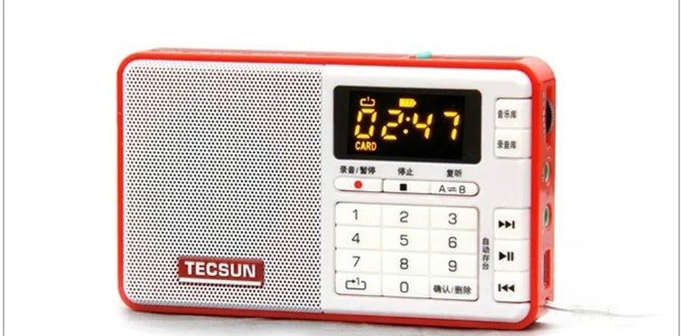 Tecsun Q3 compact digital audio player and AM/FM radio in multiple colour choices.