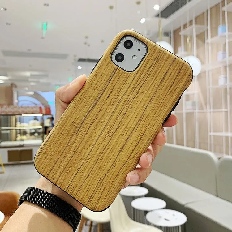 Natural wood or bamboo iPhone back cover case in rosewood colour for iPhone 11.