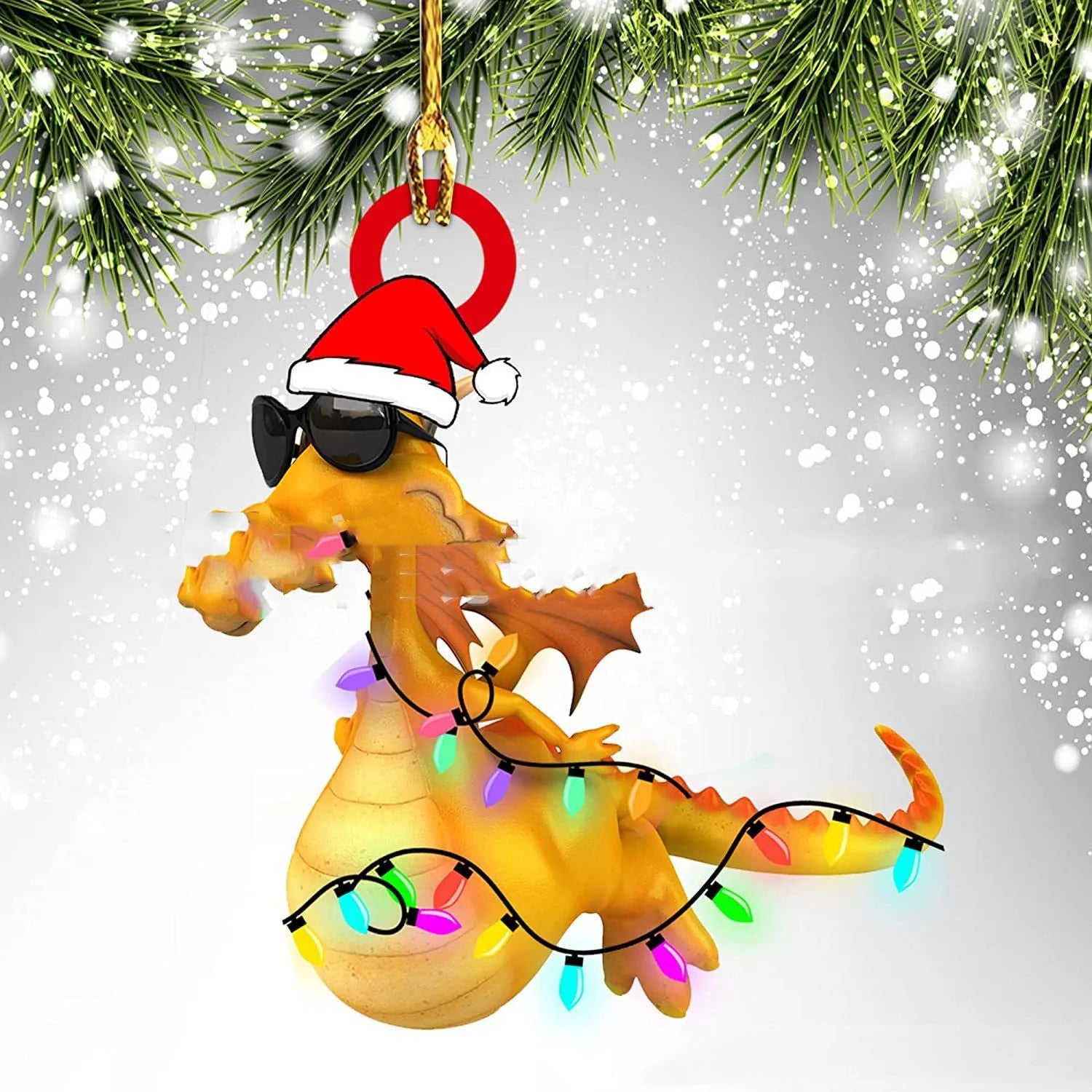 Dinosaur dragon egg Christmas pendant in acrylic, 8cm, one of 18 colour styles