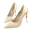 LAKESHI women's metal-engraved high heel shoes with 10cm heel, available in multiple colours