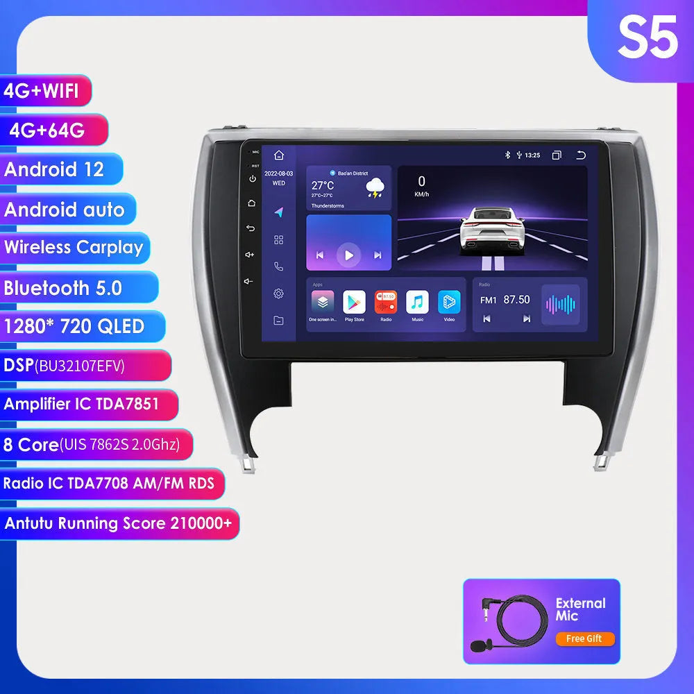 10-inch vehicle-mounted MP5 car navigator for Toyota Camry 2015 dashboard installation