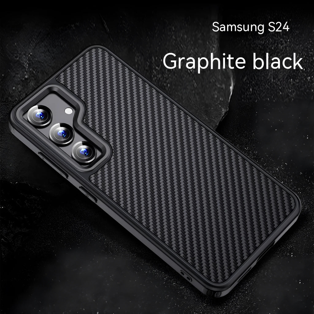 Aramid fibre frosted phone case magnetic shell for Samsung S23 S24 series black