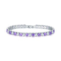 Electroplated platinum square diamond zircon bracelet for women in geometric design with gang drill details