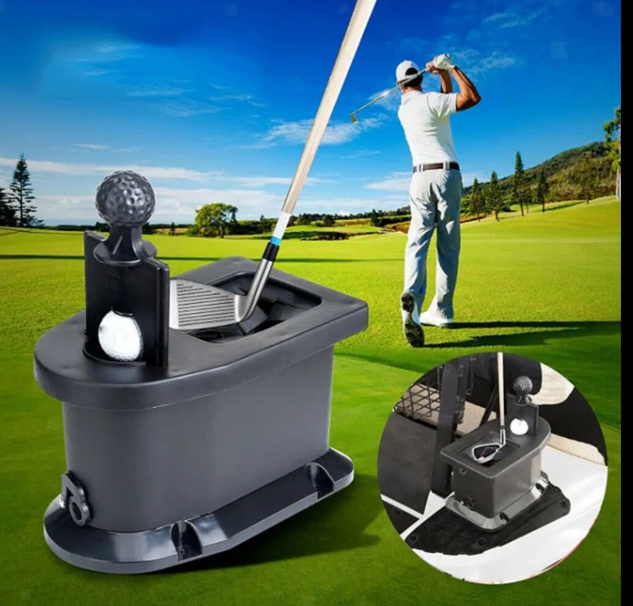 Black plastic rod washer for golf cart and car washing, dimensions 27x16.2x22.5 cm, on a plain background.