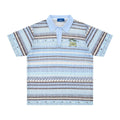 Men's loose fit printed short sleeve shirt in yellow or blue with Asian sizing