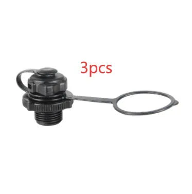 Pack of three plastic rotating valve nozzle covers for inflatable product repair