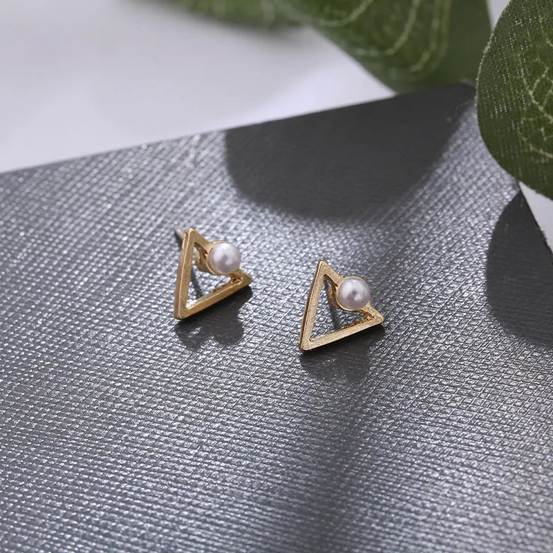 Hollow diamond square alloy stud earrings for women, geometric shape, multiple colour options