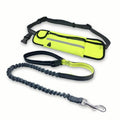 Hands-free dog running leash with black waist belt and reflective nylon bungee leash