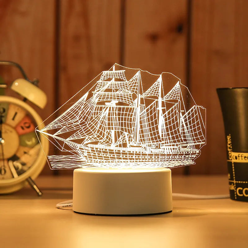 USB acrylic night light 4W touch control three colour temperatures bedside decoration 20x17.5cm