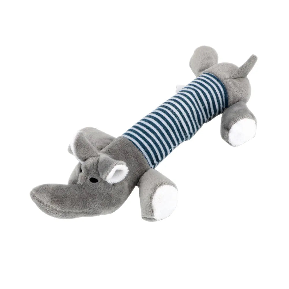 A squeaky pet vocal toy featuring latex and plush materials in a bright colour for interactive play