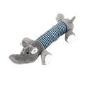 A squeaky pet vocal toy featuring latex and plush materials in a bright colour for interactive play