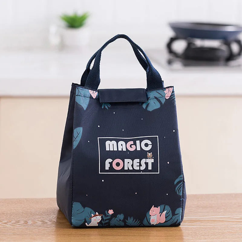 Portable thermal insulation lunch box bag with Oxford cloth construction in multiple colour patterns