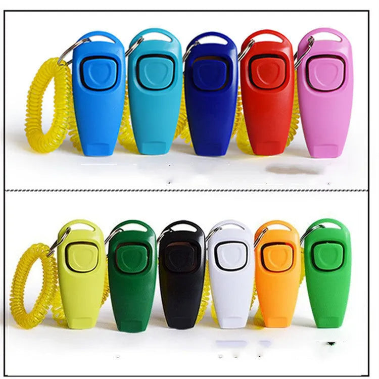 Multifunctional 2-in-1 dog training clicker and whistle in black, PC material, 7.5cm length
