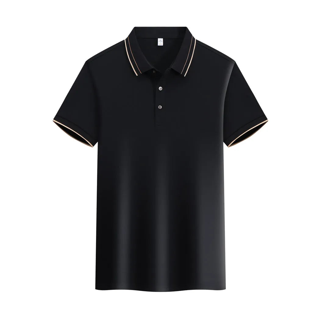 Ice Ion mercerized pearl cotton colour matching collar polo shirt in white, front view, short sleeves, regular fit