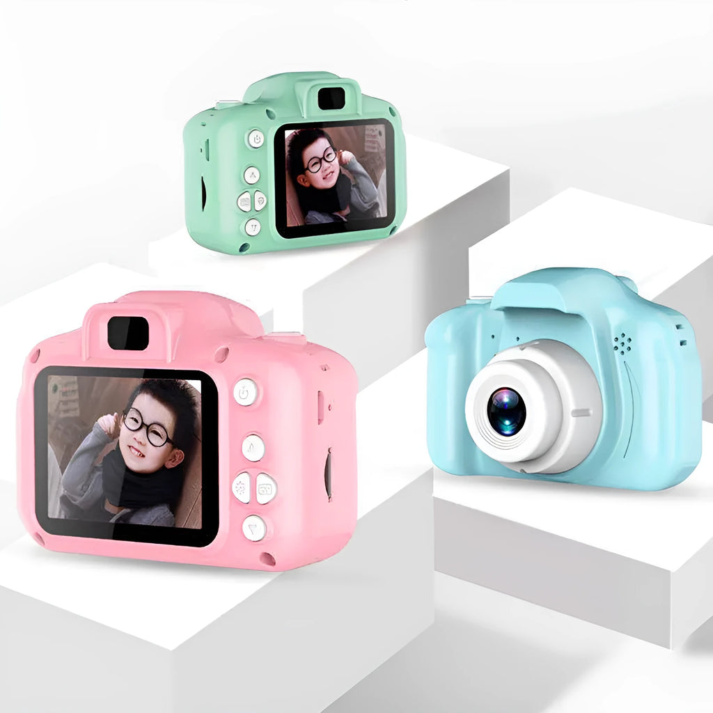 Children's HD digital waterproof camera in blue with 2.3-inch screen and 800W pixel lens