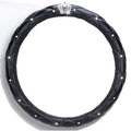 Women's diamond steering wheel cover with 5A Czech rhinestones on PU leather in black colour variant