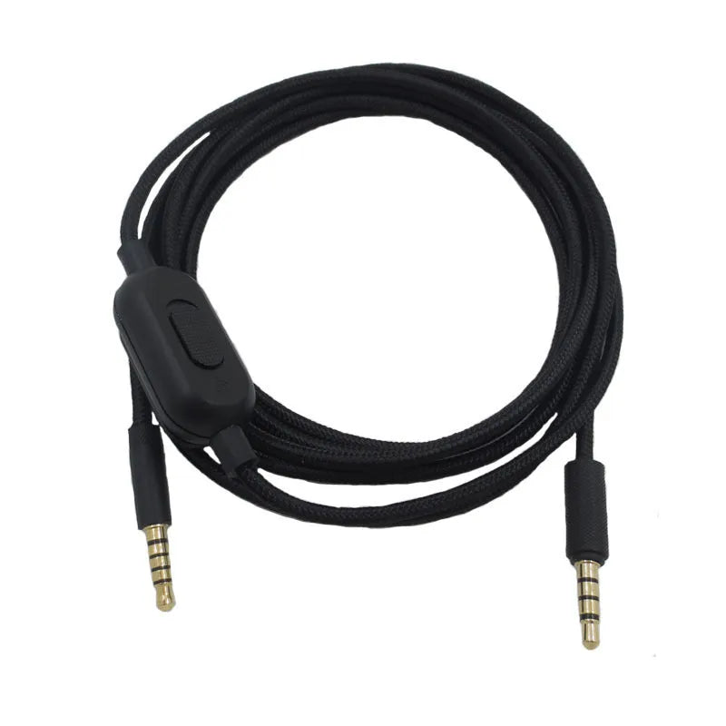 Black universal game headset audio cable with bare copper wire core