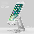 Aluminium alloy desktop stand for mobile phone and tablet in silver colour
