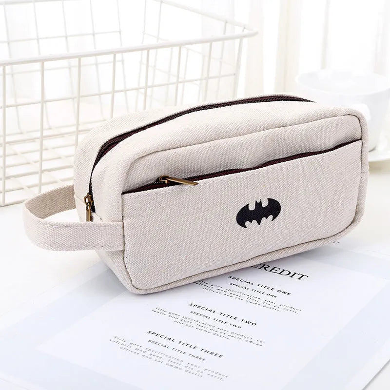 Large multifunctional stationery bag pencil case in grey, 8x9x7 inches with zip closure and side gusset