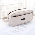 Large multifunctional stationery bag pencil case in grey, 8x9x7 inches with zip closure and side gusset