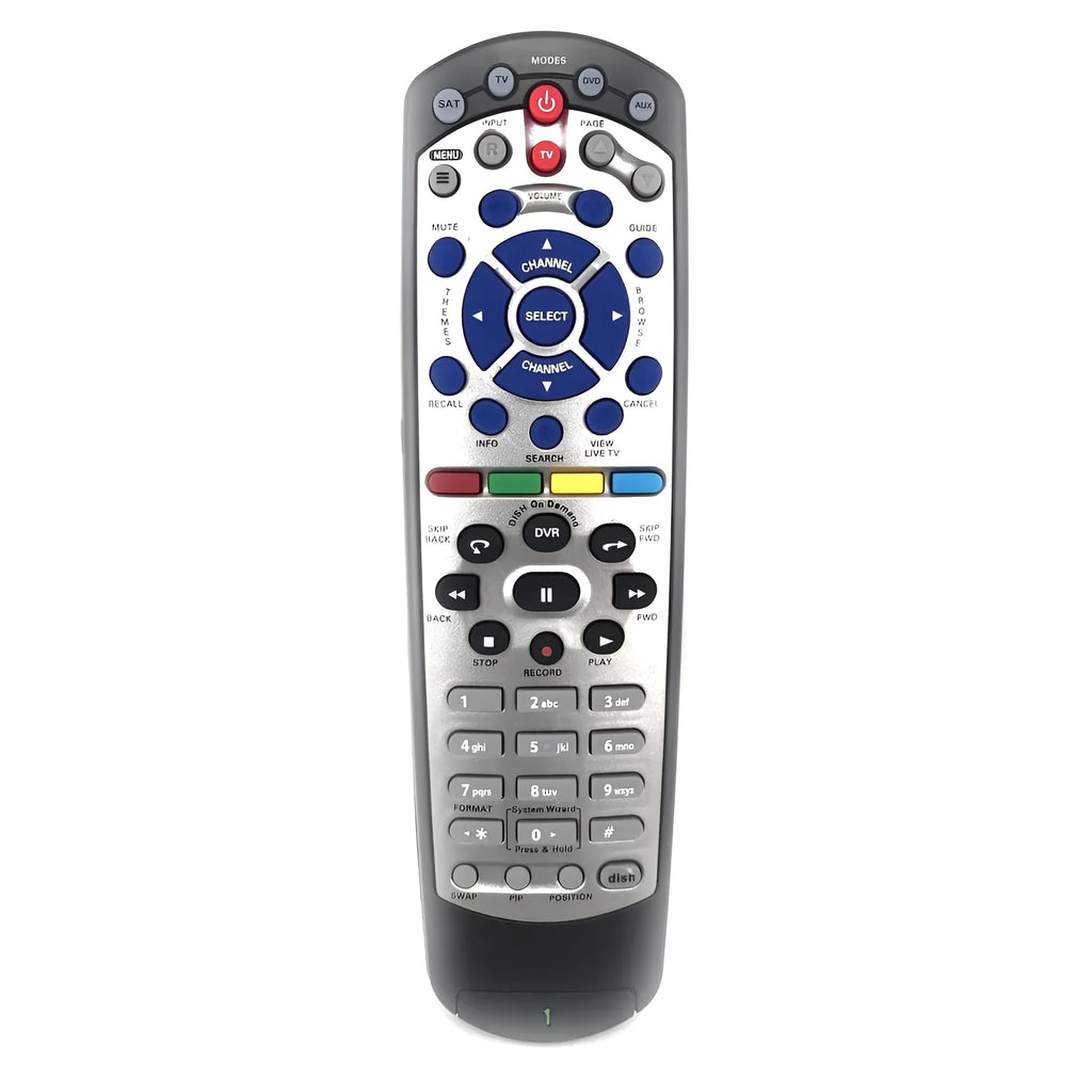 Black universal remote control for DISH Network satellite TV boxes with code 20.1 compatibility