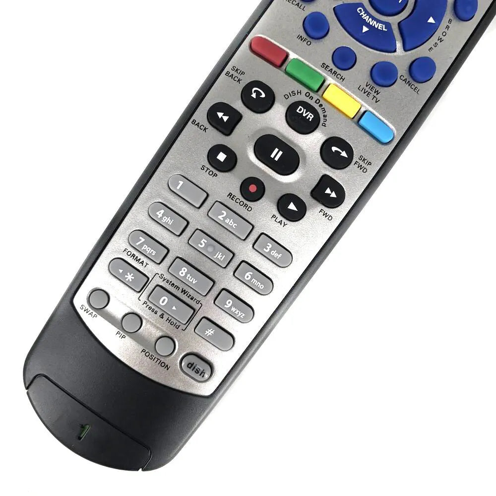 Black universal remote control for DISH Network satellite TV boxes with code 20.1 compatibility