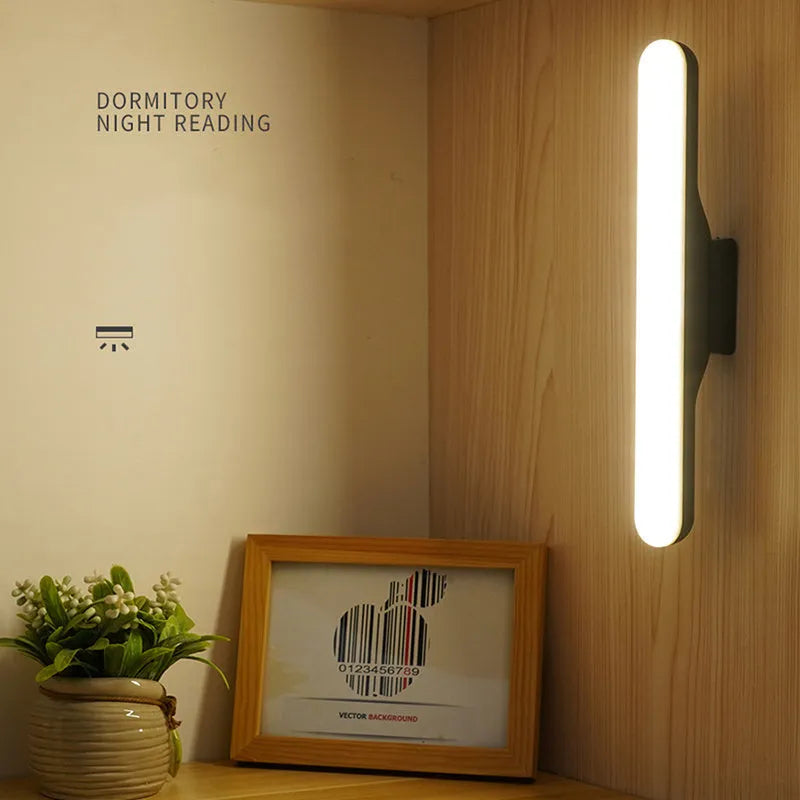 Portable USB rechargeable dormitory desk lamp with touch dimming, 16 LED beads, natural light, black finish