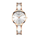 Rhinestone ceramic waterproof quartz ladies watch with stainless steel strap, 33mm dial, black dial option