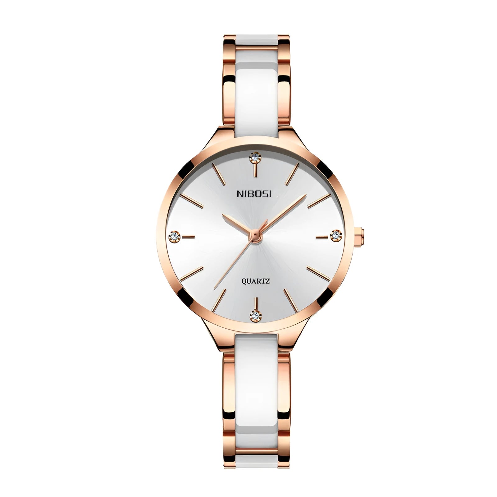 Rhinestone ceramic waterproof quartz ladies watch with stainless steel strap, 33mm dial, black dial option