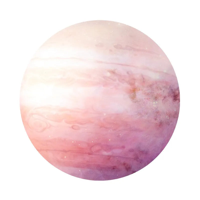 Square 220mm natural rubber mouse pad with silk cloth surface showing planet pattern design
