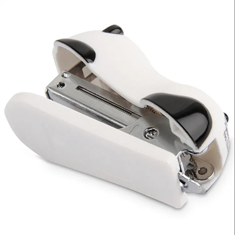 Cartoon Panda No. 10 stapler in black and white on a desk, size 6x4x3cm
