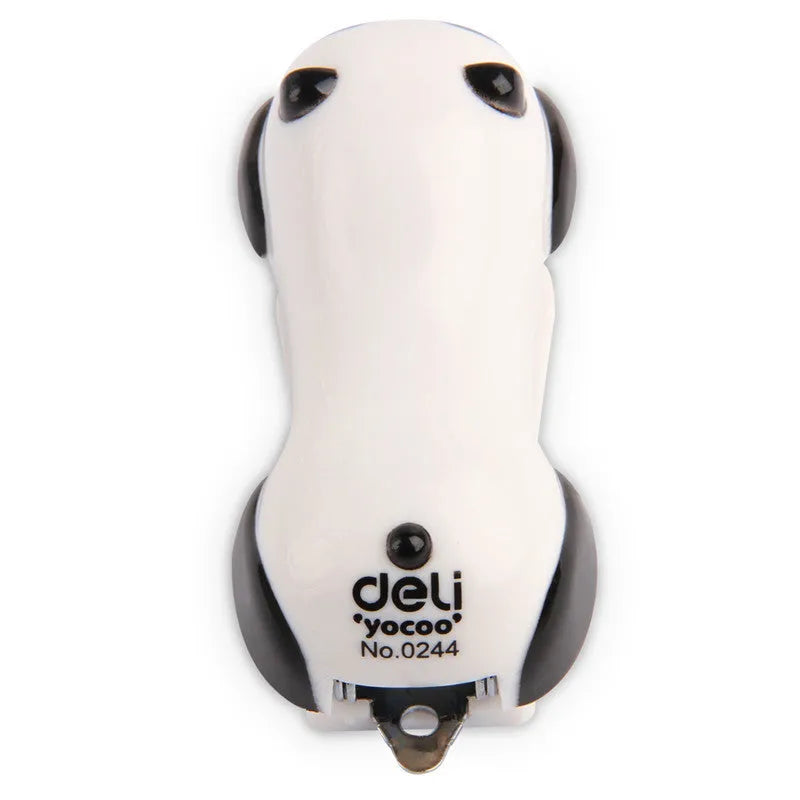 Cartoon Panda No. 10 stapler in black and white on a desk, size 6x4x3cm