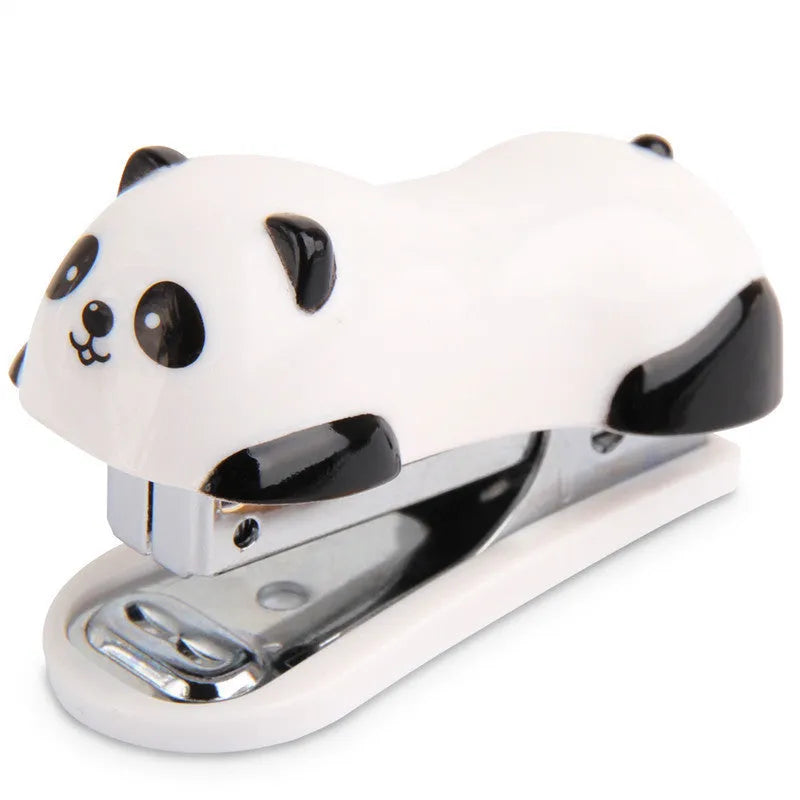 Cartoon Panda No. 10 stapler in black and white on a desk, size 6x4x3cm