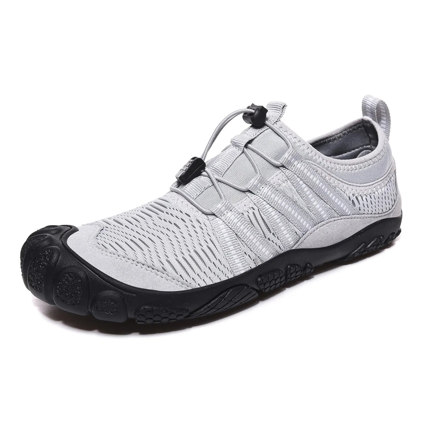 Cross border outdoor river tracing shoes with elastic fastening in black, grey, blue and purple colours