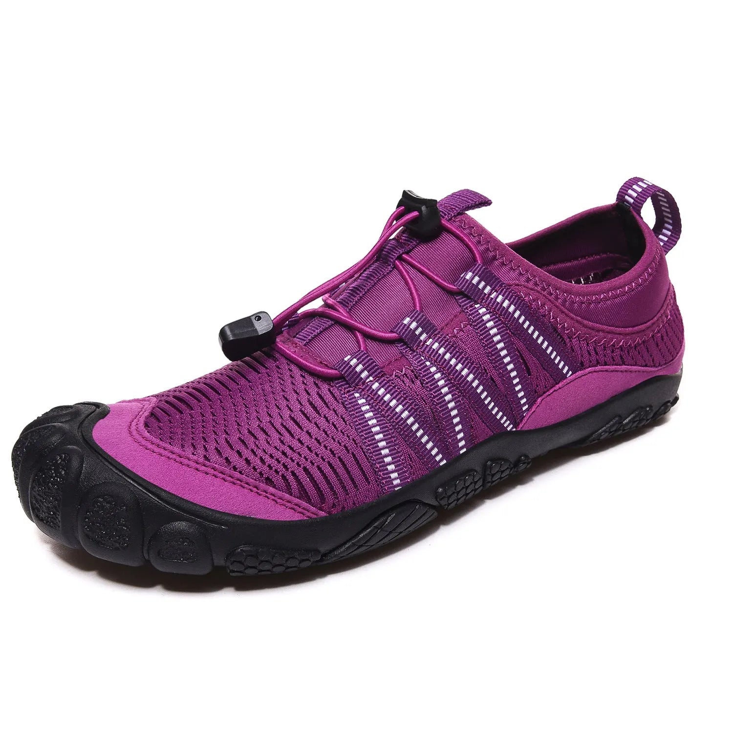 Cross border outdoor river tracing shoes with elastic fastening in black, grey, blue and purple colours
