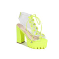 High heel summer sandals for women with belt buckle synthetic leather in black