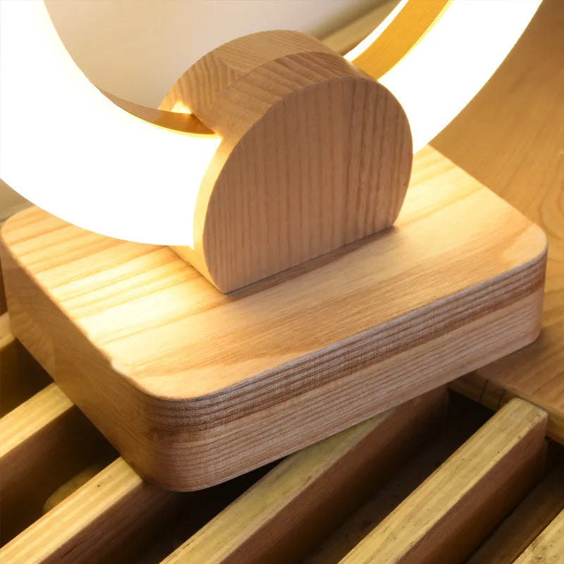 Nordic style wooden art circular chandelier with round acrylic shade and LED lighting