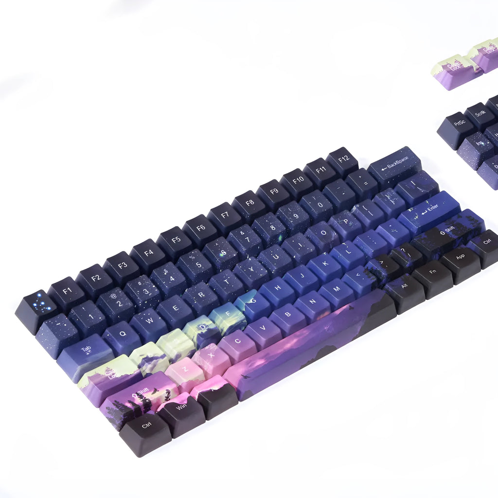 PBT five-sided sublimation keycap set sunset starry sky OEM profile mechanical keyboard keys