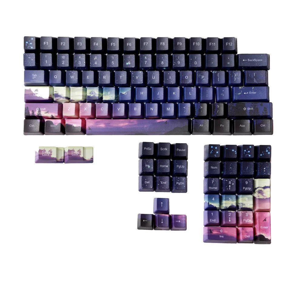 PBT five-sided sublimation keycap set sunset starry sky OEM profile mechanical keyboard keys