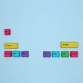PlayStation theme DIY keycap set showing blue and white design with supplementary CMYK and RGBK colour keycaps
