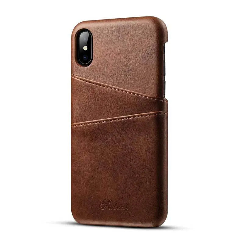 Leather business phone case compatible with Apple iPhone X to 11 series, black colour, back cover style